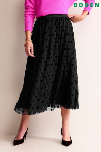 Boden Dark Black Tulle Full Midi Skirt (U74593) | £90