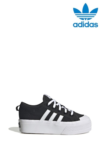 adidas Originals Kids Nizza Platform Black Trainers (U74623) | £45