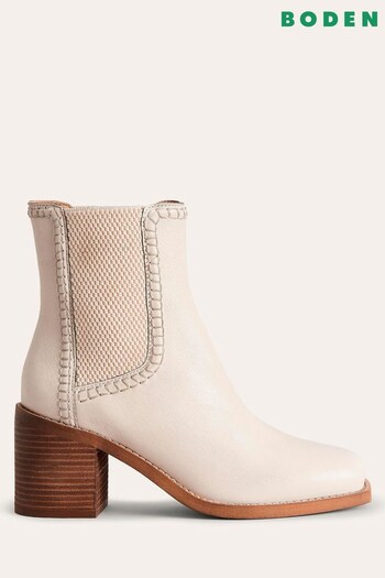 Boden Cream Block Heel Chelsea Boots close-up (U74671) | £170