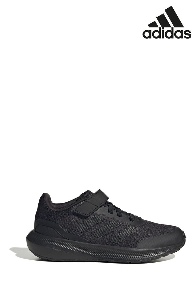 adidas Black Kids Runfalcon 3.0 Sport Running Elastic Lace Top Strap Trainers (U74742) | £33