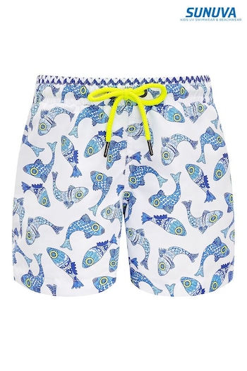 Sunuva Batik Fish Swim White vos Shorts (U74760) | £47.50