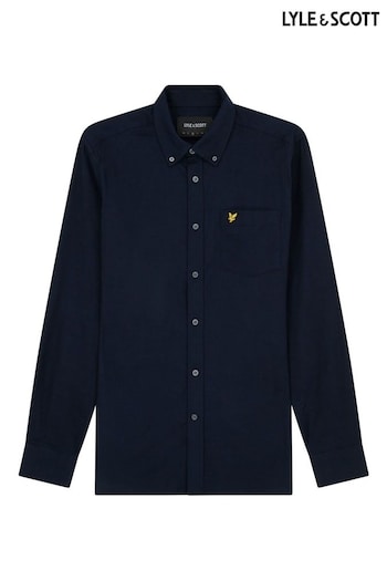 Lyle & Scott Blue Plain Flannel Shirt (U74779) | £65