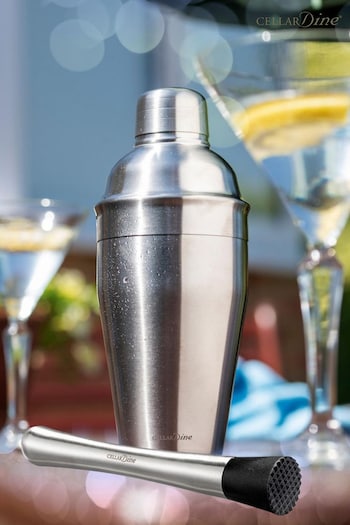 Cellardine Silver Classic Cocktail Shaker 500ml with Muddler (U74813) | £21