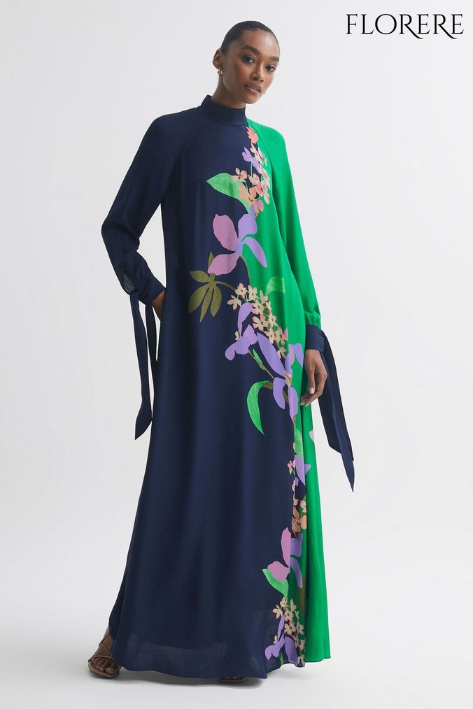 Florere Floral Tie Cuff Maxi Dress (U74886) | £328