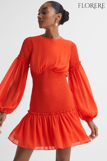 Florere Round Neck Shirred Mini Dress (U74887) | £198