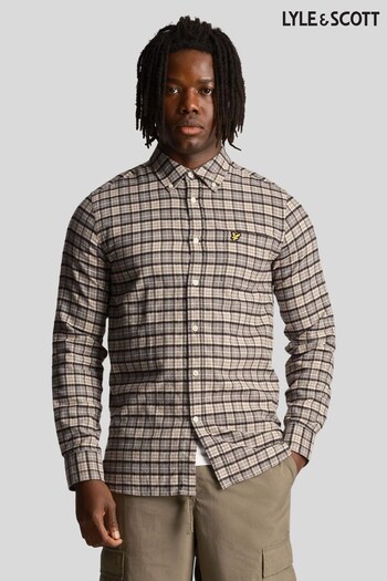 Lyle & Scott Cream Check Flannel Shirt (U74941) | £70