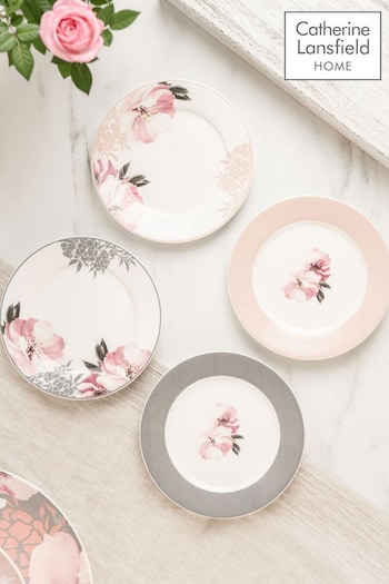 Catherine Lansfield Set of 4 Dramatic Floral Cake Plates 6 Inch (U75002) | £23