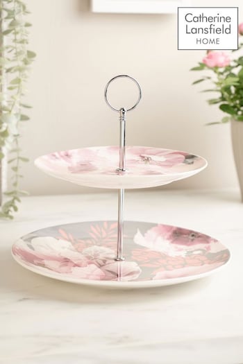 Catherine Lansfield Dramatic Floral 2 Tier Cake Stand (U75011) | £30
