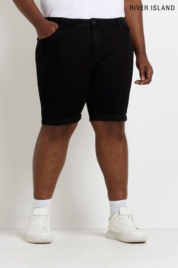River Island Black Big & Tall Skinny Denim Shorts (U75119) | £28