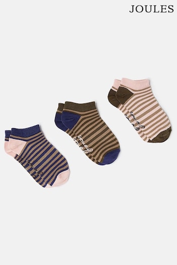 Joules Rilla Pink Striped Trainer Socks (3 Pack) (U75289) | £12.95