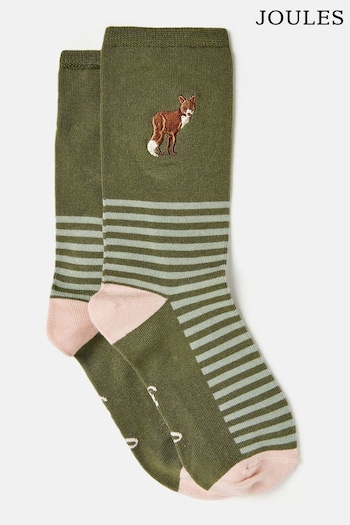 Joules Embroidered Green Embroidered Socks (U75306) | £7.95