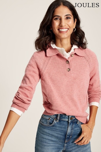 Joules Mia Pink Pointelle Jumper With Collar (U75381) | £54.95