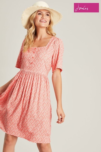 Joules Pink Norah Square Neck Dress (U75383) | £54.95