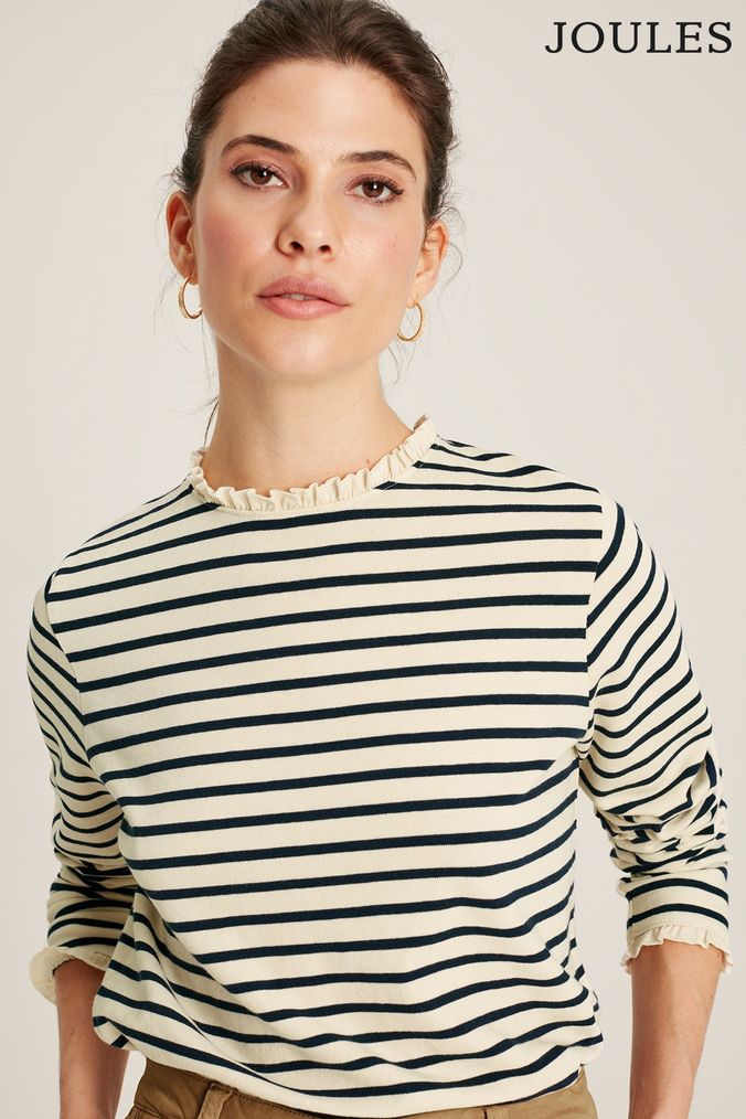 Women's Long Sleeve Stripe Tshirts | Blue, Black & White Striped