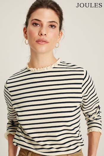 Joules Daisy White Long Sleeve Top With Frill (U75402) | £39.95