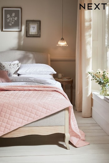 Pink Hamilton Velvet Quilted Bedspread (U75418) | £60 - £100