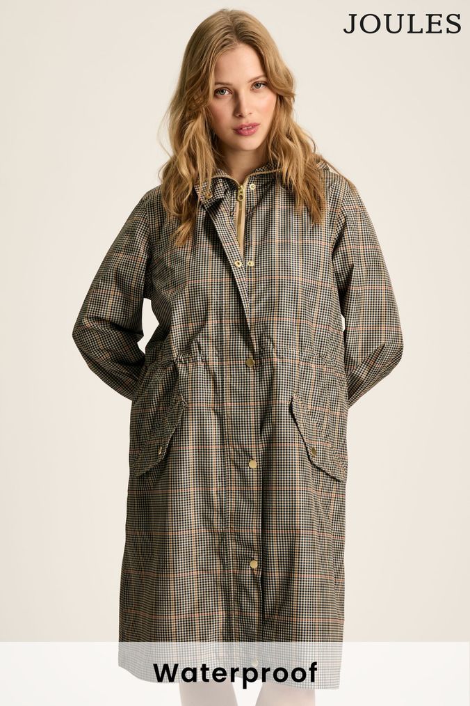 Joules Holkham Brown Packable Printed Raincoat (U75422) | £69.95