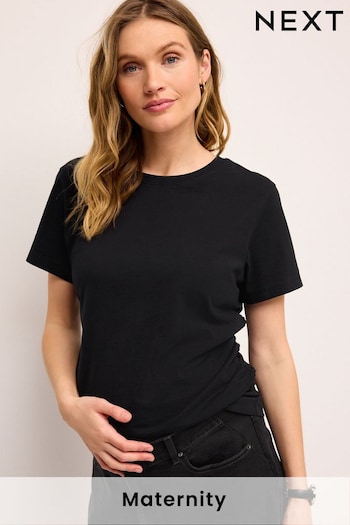Black Maternity Ruched Side T-Shirt (U75500) | £17