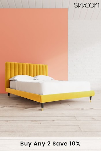 Swoon Easy Velvet Turmeric Yellow Porlock Bed (U75587) | £909 - £1,019