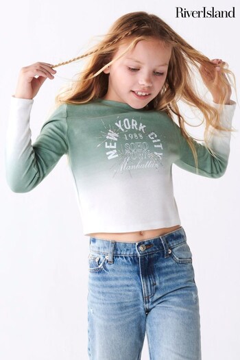 River Island Green Girls Ombre Hotfix T-Shirt (U75684) | £14