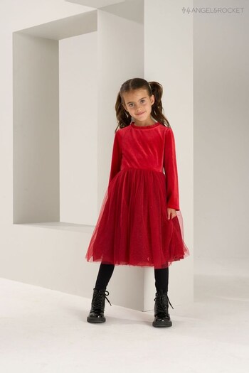 Angel & Rocket Red Elsie Velvet Tulle Dress (U75699) | £42 - £46