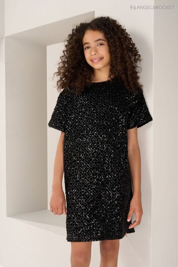 Angel & Rocket Lexi Matt Sequin Shift Black Dress (U75701) | £36 - £40