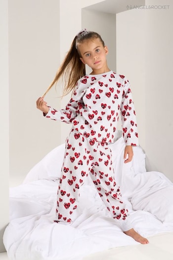 Angel & Rocket Grey Stella Heart Leopard Pyjamas (U75704) | £22 - £26