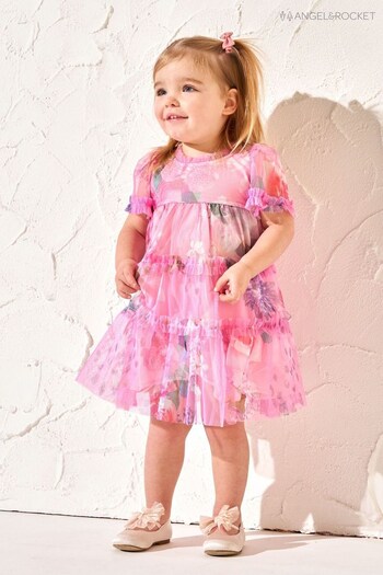 Angel & Rocket Baby Pink Eleanor Mesh Print Dress (U75770) | £28