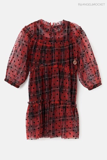 Angel & Rocket Baby Red Cara Tartan Spot Dress (U75777) | £28