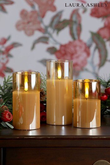 Laura Ashley Set of 3 Yellow Rossmore LED Candles (U75905) | £27
