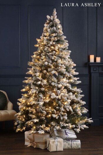 Laura Ashley White Frosted Lit LED Tree With 7ft Pine Cones (U75907) | £260