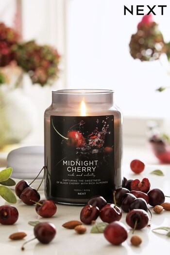 Black Midnight Cherry Large Jar Candle (U76070) | £15