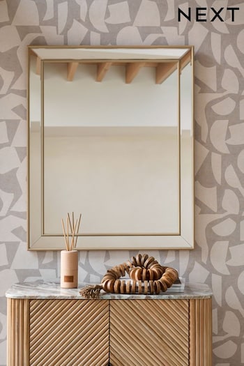 Light Natural Beveled Rectangular Wall Mirror (U76085) | £100