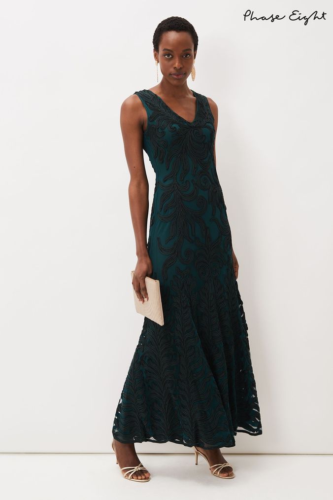 Phase Eight Green Marigold Tapework Dress (U76136) | £350