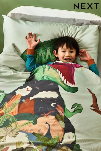 Multi Dinosaur 100% Cotton Duvet Cover and Pillowcase Set (U76342) | £24 - £34