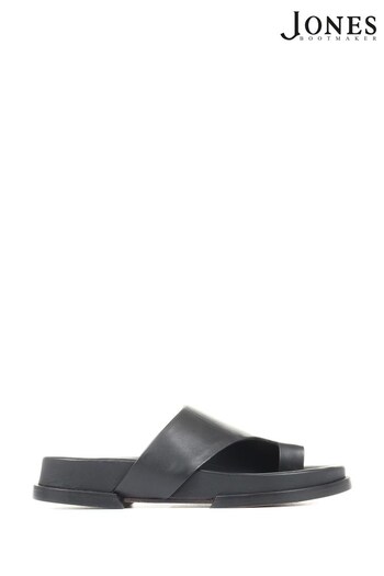 Jones Bootmaker Black Lea Leather Toe Post Sandals (U76421) | £79