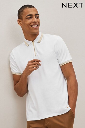 White/Gold Tipped Regular Fit Polo Shirt (U76569) | £26