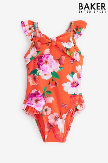 Baker by Ted Baker Orange Floral Swimsuit (U76691) | £26 - £28