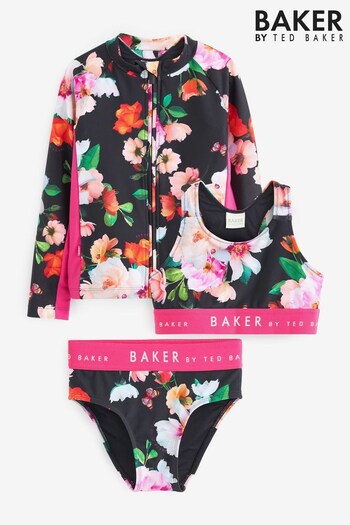 Baker by Ted Baker Black Floral Three Piece Sunsafe Set (U76700) | £40 - £45