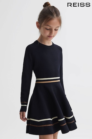 Reiss Navy Edith Junior Knitted Dress (U76829) | £68