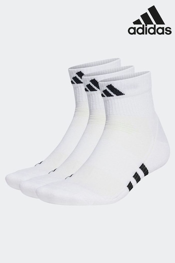 adidas deals White Adult Performance Cushioned Mid-Cut Socks 3 Pairs (U76873) | £13