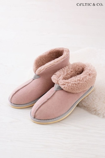 Celtic & Co. Ladies Pink Sheepskin Bootee Slippers (U76882) | £85