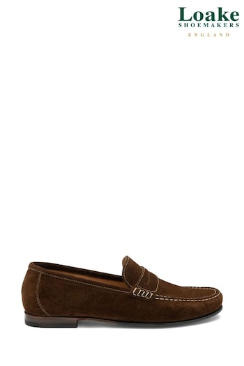 Loake Suede Slip On Brown Shoes columbia (U76884) | £165
