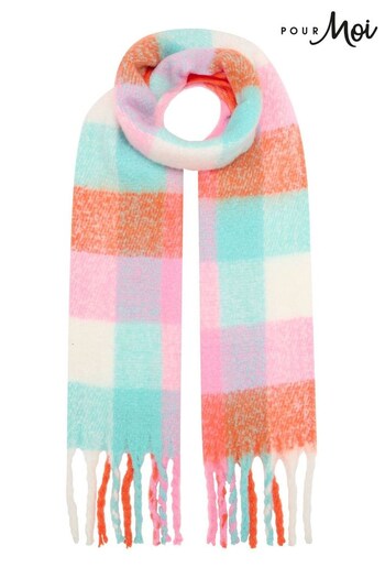 Pour Moi Pink Brushed Check Scarf (U76924) | £28