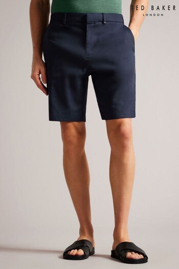 Ted Baker Blue Leder Linen Blend Half Elasticated Shorts Snowgrass (U77290) | £80
