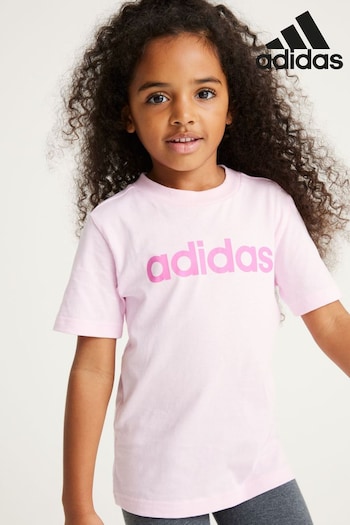 adidas uses Pink Kids Little Essentials Lineage T-Shirt (U77318) | £12
