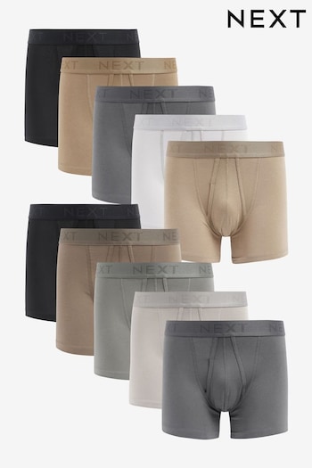 Grey/Neutral 10 pack A-Front Boxers (U77340) | £48