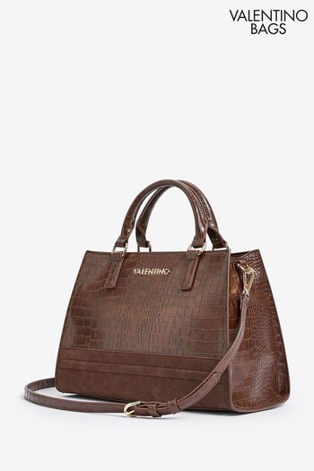 Valentino Bags handle Brown Fire Recycled Tote Croc Effect Bag (U77357) | £159