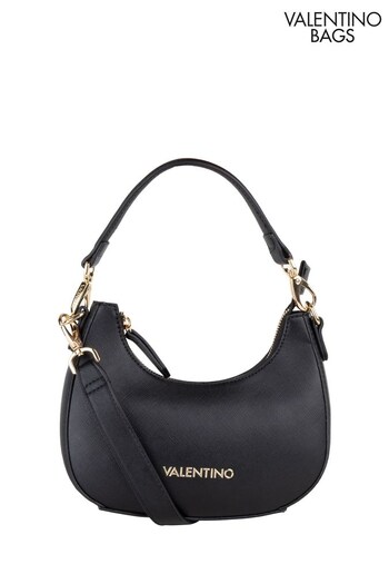 Valentino Bags Black Zero Recycled Half Moon Shoulder Bag With Branded Multiple S (U77359) | £115
