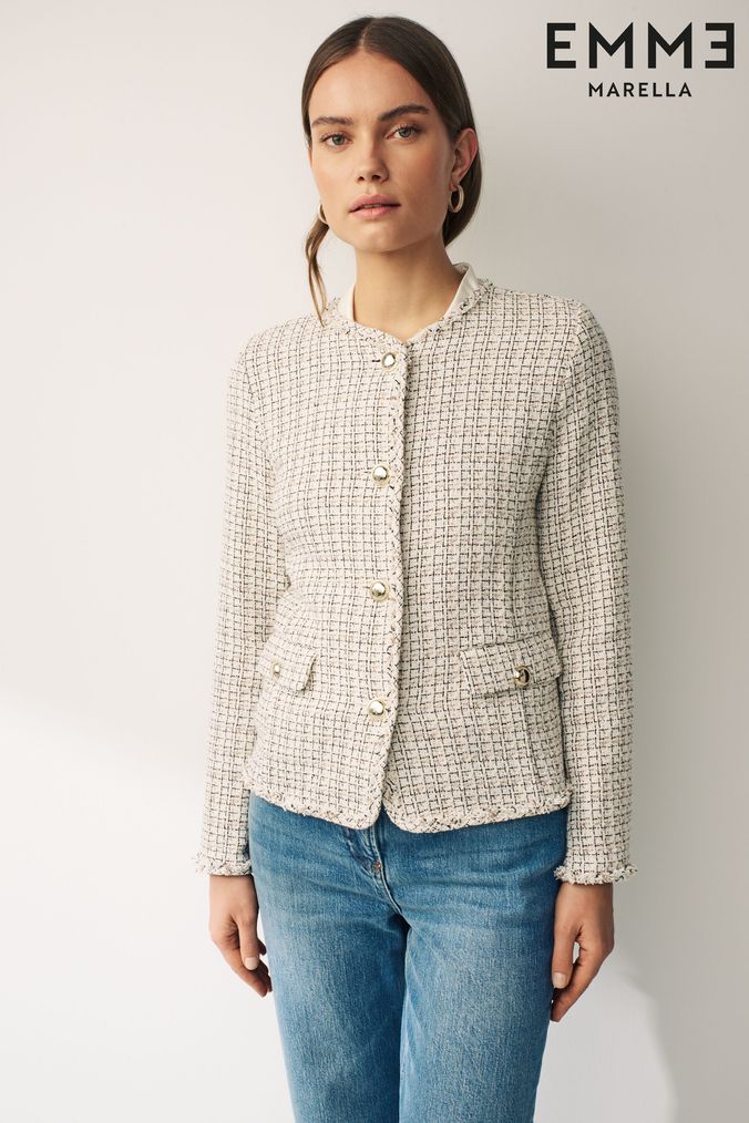 Buy Women s Cream Boucle Jackets Online Next UK